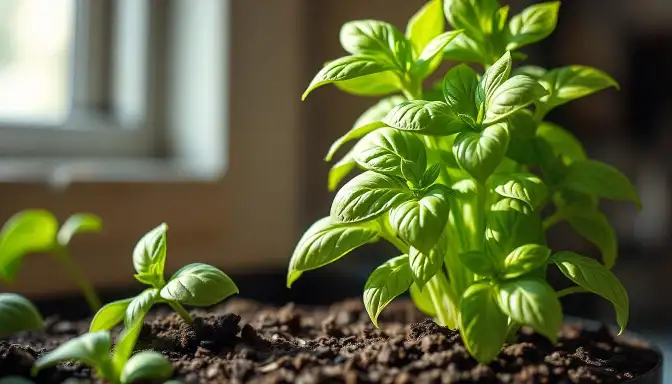 A vibrant basil plant thriving in rich soil, illustrating the concept that "Herbs Are Toxic" when misused.